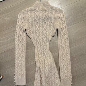 GUIZIO Cable Knit Backless Turtleneck Dress